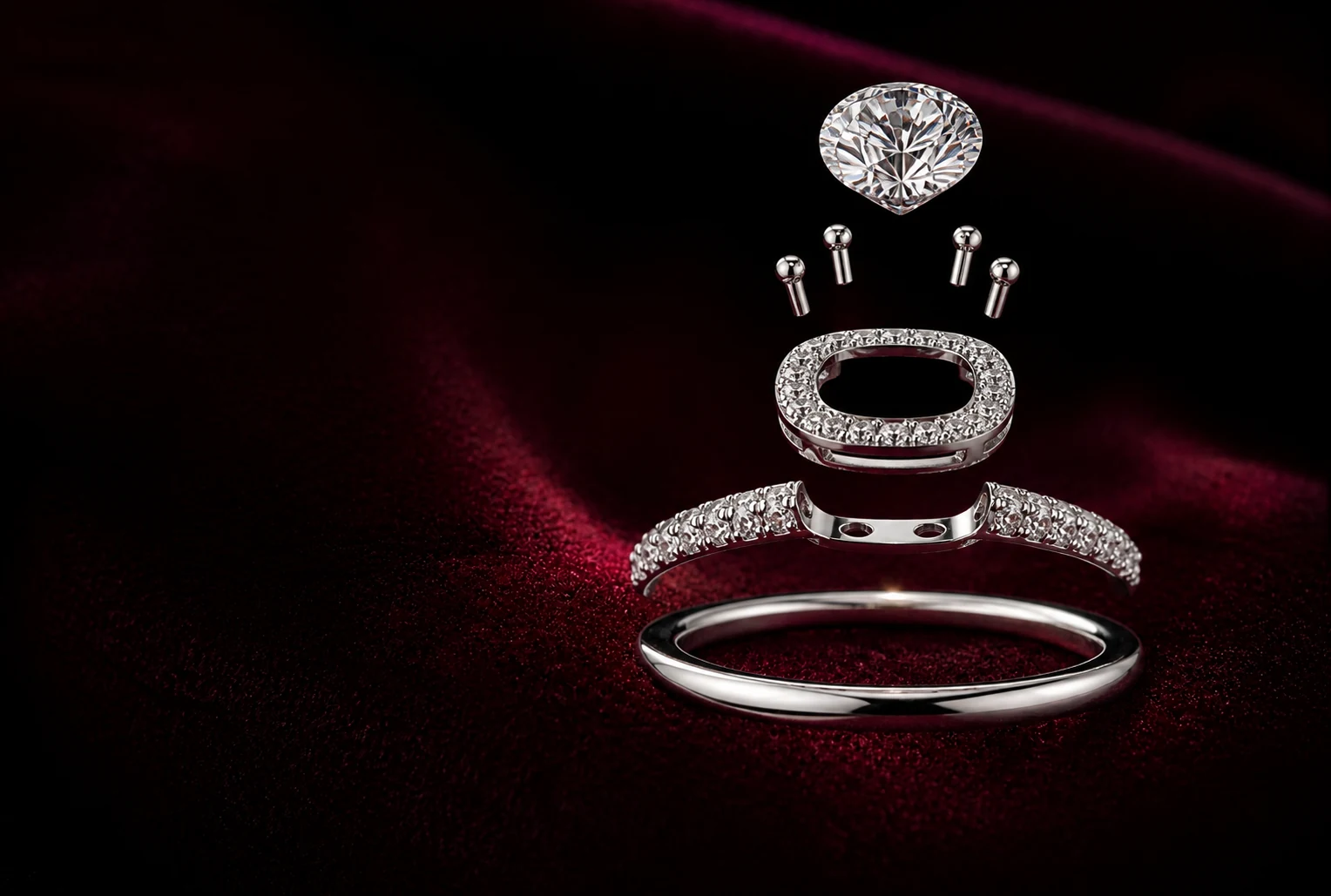 Exploded diamond ring components